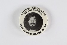 Rare 1969 Louis Abolafia Love Candidate NYC Mayor Political Pinback Button picture