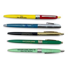 5 Vintage Montana Advertising Ballpoint Pens Great Falls Shelby Political Local picture