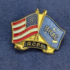 Vintage American and BRAC Crossed Flags Lapel Pin with Gold-Tone Finish R.C.P.L. picture