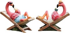 2Pcs Pink Flamingo Figurines Resin Flamingo Bird Sculpture,Small Flamingo Orn... picture