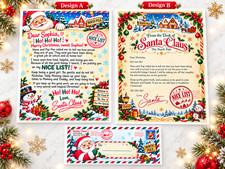 4 piece Santa Claus Personalized Nice List Christmas letter envelopes inc. picture