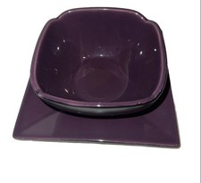 PartyLite Zen Candle Holder Set Purple Ceramic Modern Square Glazed Multi-Part picture