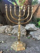 Big Brass Copper 18 Inch Massive Israel Temple Menorah 7 branches Candle Holder picture
