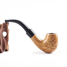 Vintage Bent Tobacco Pipe Detachable Smoking Pipe Wooden Style Filter Pipe picture
