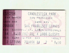 Vintage Friday July 4th 1986 San Francisco Giants Vs St. Louis Cardinals Ticket picture