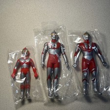 Ultraman Red and Silver Figure Lot of 3 Bandai. Years 1984, 1988, 2000.  #A604  picture