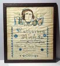 Antique 1853 Pennsylvania German Fraktur Baptism Certificate Folk Art Watercolor picture