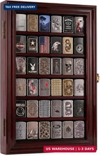 36 Lighter Display Case with Solid Pine, Finish Shadow Box for Zippo, Military, picture