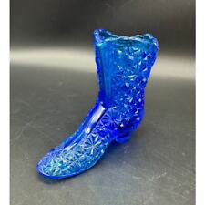 Fenton Blue Glass Daisy and Button Boot Vintage EUC picture