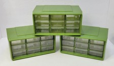 (3) Akro-Mils Vintage 9 Drawer Organizer Stackable Green Clear Plastic Drawers  picture
