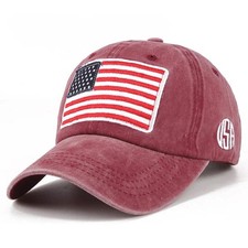 USA Flag Embroidery Baseball Cap Washed Distressed Sports Hat Adjustable Sunscre picture