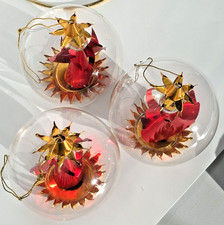 3 Vtg Angel Spinning Gold Foil Resl Lenz W Germany Glass Christmas Ornaments picture