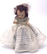 RARE 1940s VINTAGE MAYFAIR MINIATURE DOLL  FOLK SONG DOLL BLUE DRESS picture