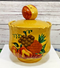 California Pottery Mustard Yellow Fruit Cookie Jar Canister Mid-Century Kitchen picture