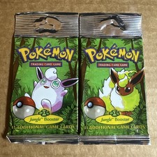 2x Pokemon Jungle - 1st Edition - EMPTY Booster Pack Wrappers Opened NO CARDS picture