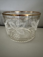 Vintage Ice Bucket with Frosted Glass Grapevine Design & Gold Edge by Bartlett picture