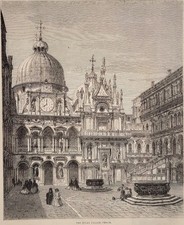 Venice Ducal Palace & Rialto Fish Market Engravings 1876 Frank Leslie’s Popular picture