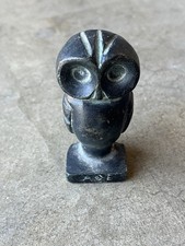 Vintage Mid Century Brass Or Bronze Heavy Small Owl Paper Weight Figure Object picture