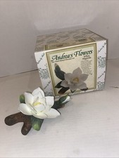 Vintage Andrea’s flowers by Sadek white magnolia Hand, Painted Porcelain ￼Flower picture