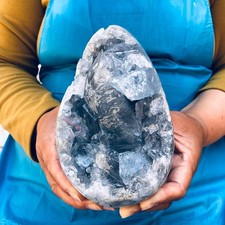 4.57LB Natural Blue Crystal Cave Quartz Crystal Mineral Specimen Reiki Healing picture
