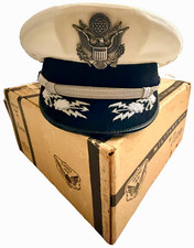 Vintage 1960s USAF Flight Ace Officer Visor Cap Hat ORIGINAL BOX Bags RARE SET picture