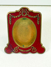Antique French Napoleon III Gilt Bronze Red Enamel Miniature Picture Frame picture