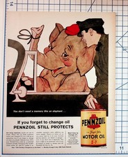 1963 Pennzoil Motor Oil Z-7 Vintage Car Elephant Advertisement Print Ad picture