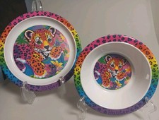 Vintage 1990s Original Lisa Frank Hunter Cheetah Dinnerware Set Plate & Bowl EXC picture