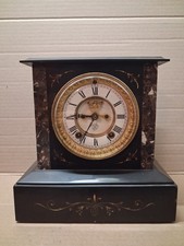 Antique Ansonia Black Mantel Clock Open Escapement Marble 8 Day Gong picture