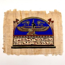 Egyptian Papyrus Hand Painted Maat Isis Winged Goddess Art Wedjat Eyes picture