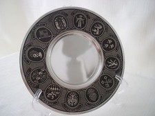 PEWTER WAPPEN TELLER COAT OF ARMS PLATTER of 12 Cities Germany picture