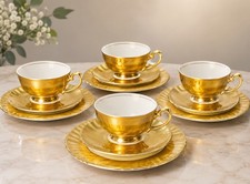 RW Bavaria Germany 1930s 4 Trios Cup Saucer Plate Gold Encrusted Porcelain picture