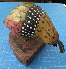 Vintage Foreside Wood Quail Figurine Hand Carved Painted Folk Art Cabin Decor picture