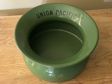 RARE Antique Union Pacific Green Enamel Spittoon 1920's to 1960's #990 - B56 picture
