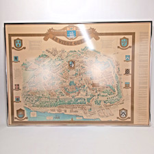 Large Old Quebec Map Framed Art Signed Mariette Boivin 39x28 Wall Decor picture