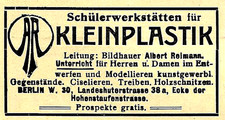 Advertisement 1907: STUDENT WORKSHOPS FOR SMALL SCULPTURE/ALBERT REIMANN-BERLIN picture
