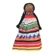 Vtg Handmade FL Seminole Palmetto Fiber Husk Doll Braided Hair Native American picture