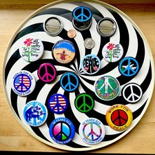 16 Choices VINTAGE 1980s Deadstock cWild Bills ANTI WAR PEACE Button Pinback picture