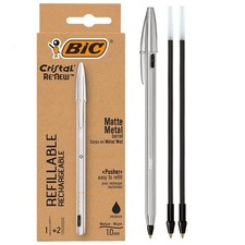 Bic Japan Ballpoint Pen Crystal Re'New 1.0 Oil-based Black + BOX with 2 Refills picture