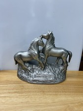 Vintage 1987 JIM BEAM Pewter Silver Horses Of The Trophy Series Decanter Empty picture