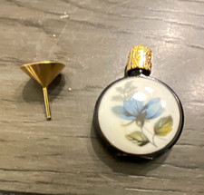Vintage Austrian Pompadour Miniature Perfume Bottle Black Glass Hand Painted picture