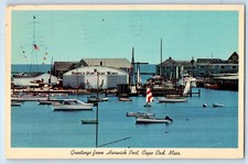 c1963 Cape Cod Massachusetts Vintage Postcard Greetings From Harwich Port Yacht picture