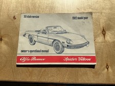 @ALFA ROMEO Spider Veloce OWNERS Operational MANUAL 1982 Model Year, 50 States picture