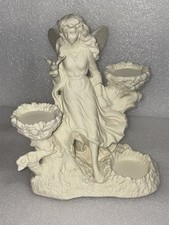 Partylite Ariana's Garden 3 Tea-light Ceramic Candle Holder Angel Fairy picture
