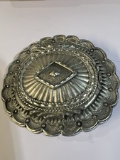 Vintage 1993 EJC Eddie Jimenez Western Belt Buckle Silver Tone USA w/display picture