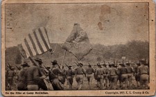 1917 Camp McClellan AL WWI Soldiers Hike US Flag Postcard L.L. Crump picture