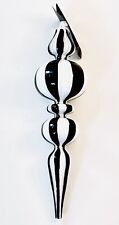 Robert Stanley Striped Blown Glass Ornament Black & White Finial 10” X 2.5” NWT picture