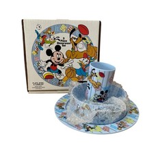 Vtg Betras Kids Mickey Mouse and Friends 3-Piece Dinnerware Set Sports 1993 New picture