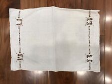 Vintage White Linen Dresser Scarf or Side Table Scarf - free postage picture