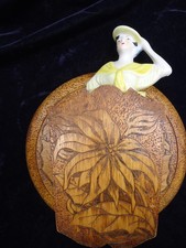 Vintage 1920s Porcelain Half Doll Brush/Whisk in a Flemish Art Co Wall Pocket picture